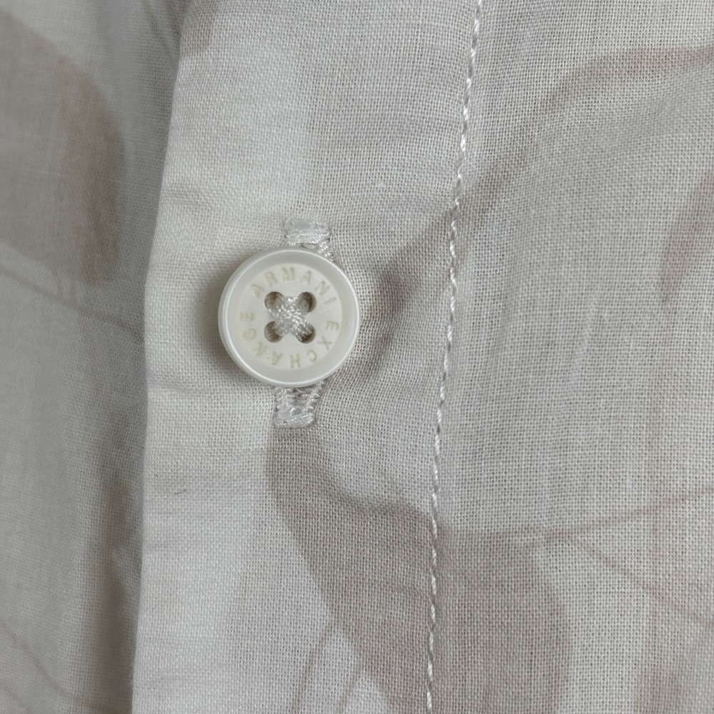Armani Exchange A|X Logo Button Up Shirt Mens M Beige Abstract Print 100% Cotton - Picture 11 of 13